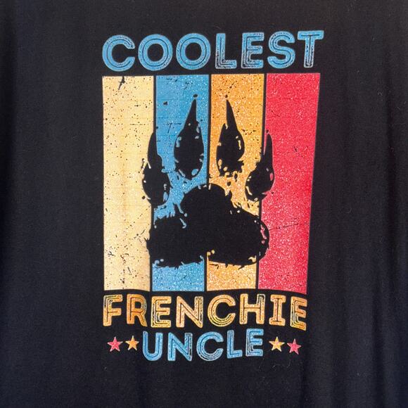 Coolest Frenchie Uncle T-Shirt Black 3XL Dog Paw Graphic Tee French Bulldog - Picture 1 of 5